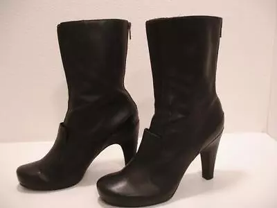 Women's Sz 11 M Tsubo Emeline Black Leather High Heel Boots Platform Back Zipper • $39.99