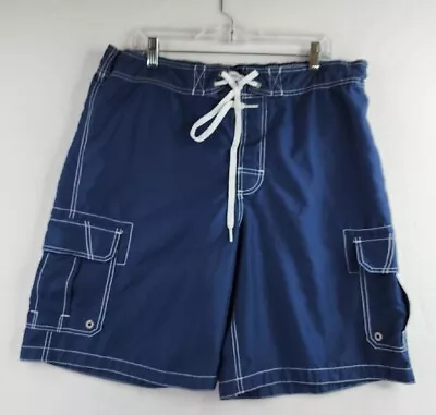 Merona Mens Blue Cargo Pocket Size Large Board Swim Shorts Trunks • $9.89