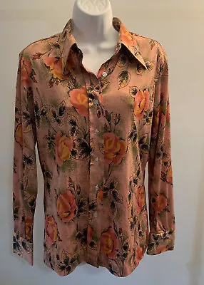 Vintage Retro 70's Franklin Simon British Hong Kong Pointed Collar Floral Groovy • £24.12