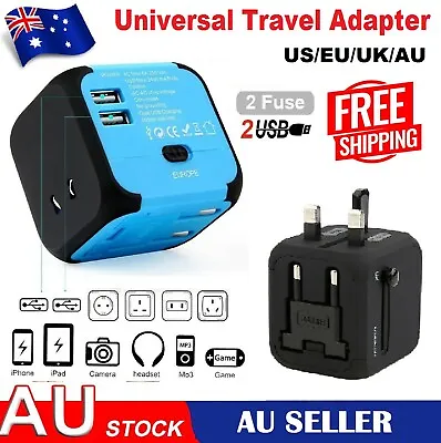 $34.96 • Buy Universal Travel Adapter 2 USB Charger Power Plug UK US EU AU Europe Asia Plugs