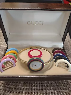 Vintage 80's GUCCI 1100-L 12 Interchangeable Bezel Women's Watch • $204.50