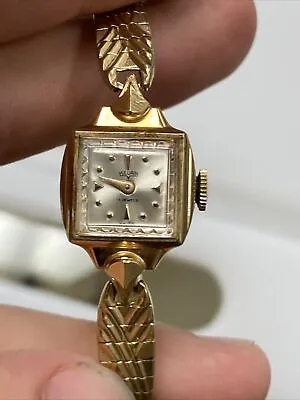 Vulcain 17 Jewels Vintage Ladies Watch  Elegant Gold Tone Gf Band Running • $50