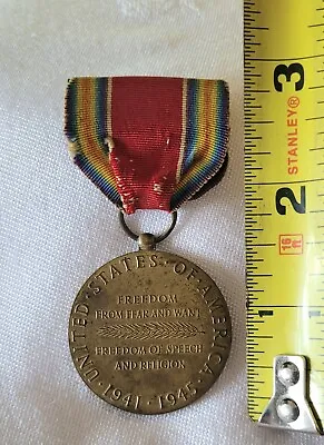 WW2 Medal Badge And Ribbon Bar  American Campaign Military  WWII FREEDOM • $16