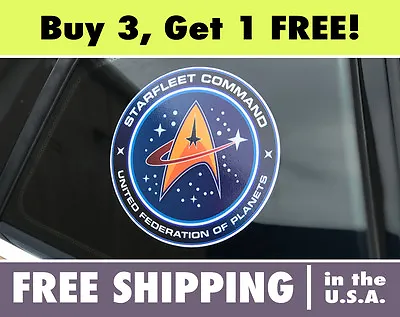 $4.99 • Buy Star Trek Starfleet Command Logo Circle Cut Vinyl Bumper Sticker Decal StarTrek