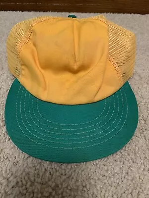 Vintage Yellow Green Union Made Snapback Trucker Hat Made In The USA • $17