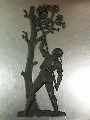 Vintage 17  Robert Emig Cast Iron Colonial Fruit Picker Silhouette Wall Hanging • $35.99