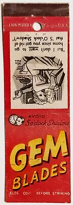 Gem Blades Avoid 5 O'Clock Shadow Vintage Matchbook Cover • $4.99