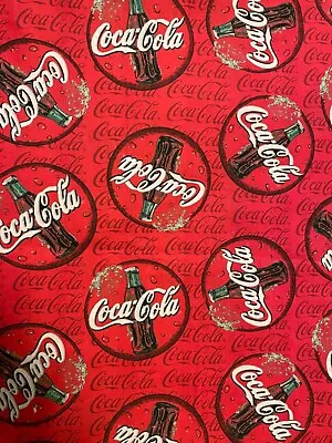 1 Yard  Coca Cola Cotton Fabric-47 W-Spectrix Fabrics-quilting And Crafts • $9.50