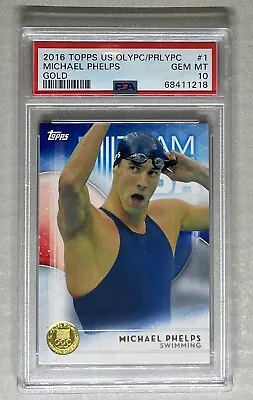 2016 Topps US Olympics 1 Michael Phelps Gold Low POP PSA 10 Gem Mint USA • $179