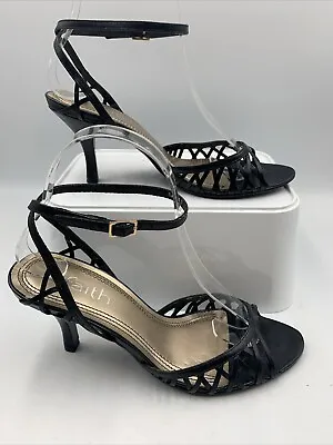 Faith Black Strappy Heels. Ankle Strap Size 4. Eu37 • £14.95