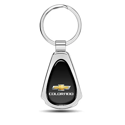 Chevrolet Colorado Black Dome Chrome Metal Teardrop Key Chain • $21.95