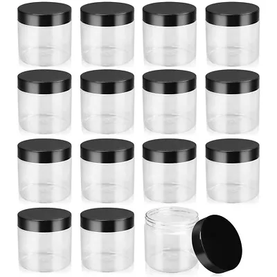 15 Pack 8oz Plastic Jar Storage Container With Screw-on Lids Wide-mouth Jars Lot • $16.99