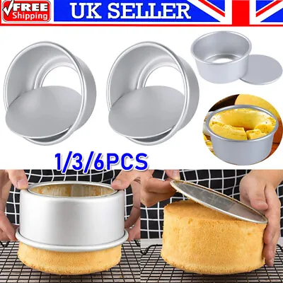 £5.99 • Buy 1/3/6Pcs Round Mini Cake Pan Removable Bottom Pudding Mold DIY Baking Mould Tool