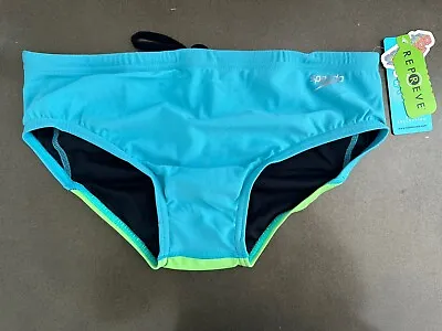 🩲SPEEDO Men's Swim Brief Training Suit NWT Green Blue Vibes SIZE 34 • $50