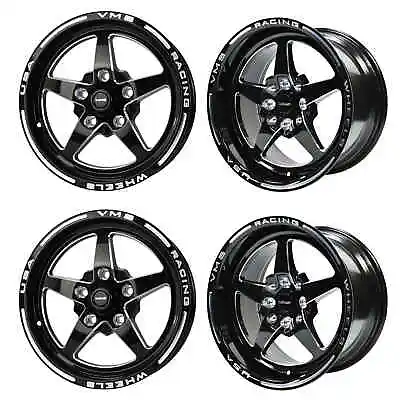 VMS Racing Front & Rear Black V Star Drag Pack 17x4.5 & 15x8 5x120 | 5x4.75 “ • $879.95