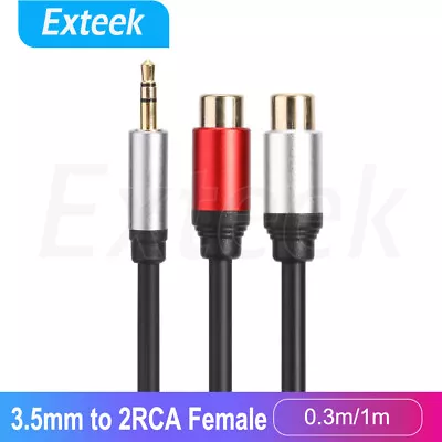 3.5mm Male To 2 RCA Female Splitter AUX Cable Stereo Audio AV Adapter Cord • $6.95