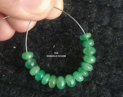 6-6.50 Mm Zambian Emerald Smooth Rondelle Beads 15 Beads/16 Cts For Jewellery • $125