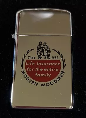 Vintage Modern Woodmen Life Insurance Zippo Slim - NIB UNFIRED • $49.99