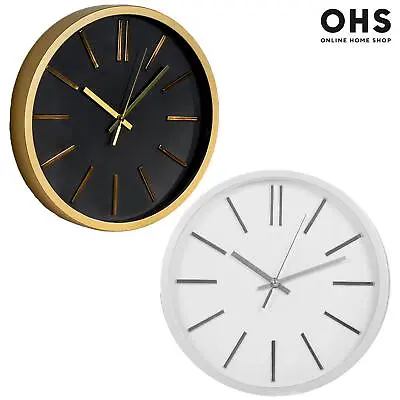 Wall Clock Round Home Decor Metallic Bedroom Round Living Room Kitchen Office • £8.49