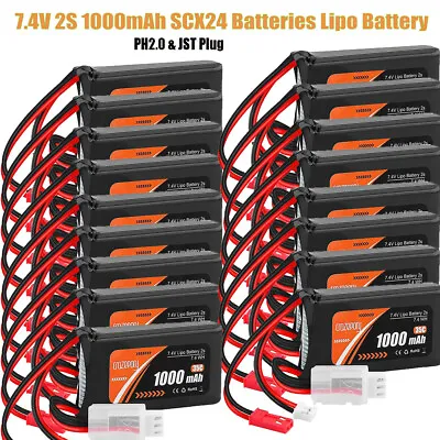 7.4V Lipo Battery 1000mAh PH2.0 &JST Plug A Xial SCX24 For WLToys RC Car 1/10 Uk • £104.99