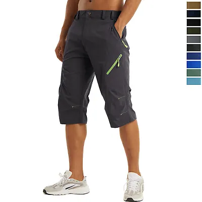 Men's Capri Pants Outdoor Hiking 3/4 Length Below Knee Quick Drying Cargo Shorts • $31.98