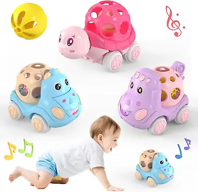 Car Toys For Babies 6-12 Months Toddler Rattle And Roll Car 3PCS Soft Push And • £15.75