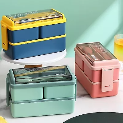 48OZ Microwavable Leak-Proof Lunch Box Bento W/ Free Spoon Fork & Insulated Bag • $13.99