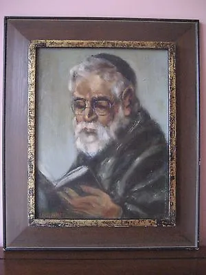 Original Framed Oil On Canvas Painting Portrait Of Rabbi Signed Judaica • $150