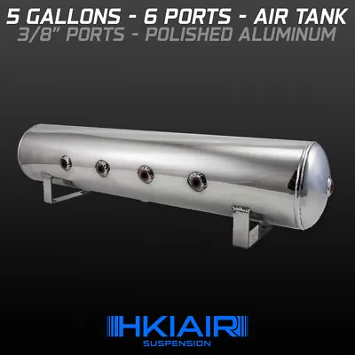 5 Gallons - 6 Ports Polished Aluminum Air Tank - HKI Air Suspension • $169.95