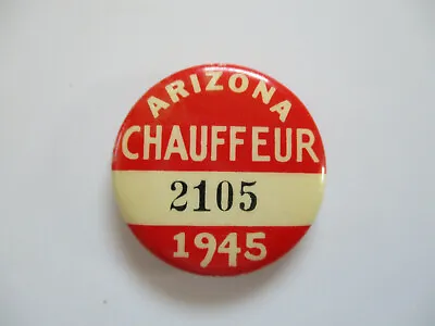 $195 • Buy Antique 1945 Arizona Taxi Driver CDL Chauffeur Employee ID Badge Pin Pin Back