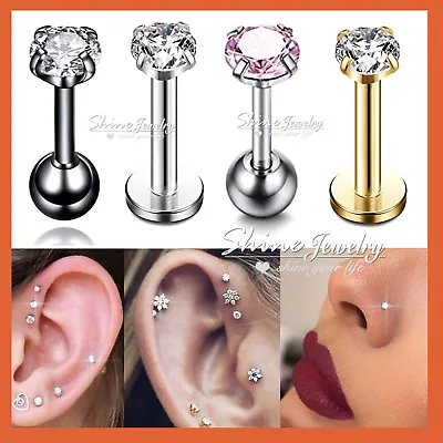 GEM Crystal Labret Monroe Lip Tragus Nose Ear Helix Tragus Ring Bar Stud Earring • $4.72