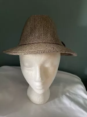 Vintage RARE  Mens STETSON Equalizer FEDORA HAT  Beige Tan Medium 7  Wool Tweed • $25