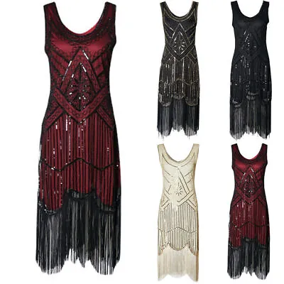 $37.89 • Buy Womens Retro 1920s Flapper Dress Great Gatsby Costume Evening Party Tassel Dress