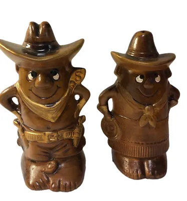 Cowboy Cowgirl Salt Pepper Shakers Treasure Craft Vintage 5  Vintage Western • $24.87