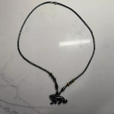 Hematite Choker Necklace Lion Pendant Rasta Africa Reggae Rasta 2x15” • $10