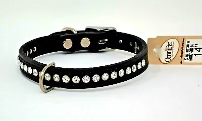 Signature Jewel Black  Collar 1/2 Inch By 14 Inch Free Brass Hangtag • $15