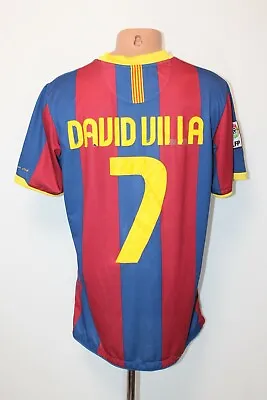 Barcelona Football Shirt Jersey Soccer Nike 2010 2011 Home Size L #7 DAVID VILLA • £83.99
