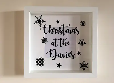 Box Frame Vinyl Decal Sticker Wall Art Quote Christmas At The Family Name • £2.99