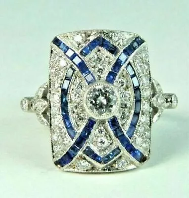 Vintage 3 Ct Round Cut Lab Created Diamond Edwardian Engagement Ring 925 Silver • $156.99