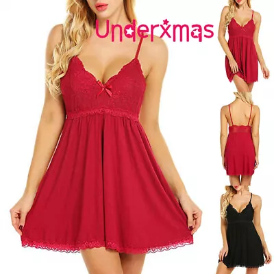 £2.75 • Buy Plus Size Womens Sexy Sissy Lace Babydoll Lingerie Nightdress Nightie Sleepwear