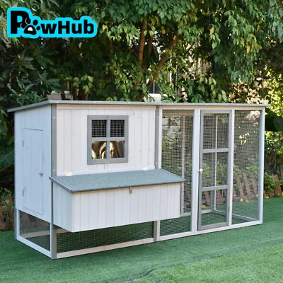 PawHub Extra Large Twin Wooden Chicken Coop Rabbit Hutch Hatch Box With Run • $379