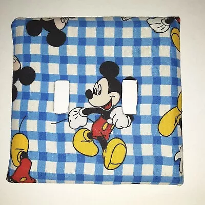 Vintage Fabric Covered Light Switch Plate Double Mickey Mouse Hand Crafted • $4.35