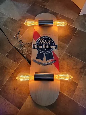 Pabst Blue Ribbon Beer Wooden Skateboard Light Up Sign Game Room Man Cave PBR • $499.99