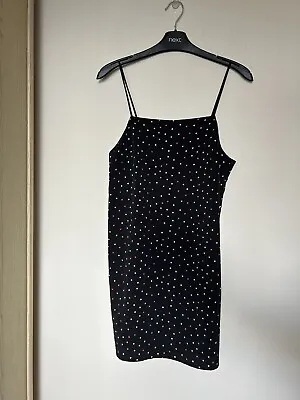 £3.99 • Buy Topshop Black Multicolour Polka Dot Spot Rainbow Pattern Cami Dress Size 8 Petit