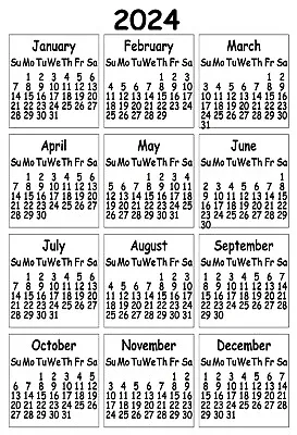 Plain Yearly Vertical Locker Office Kitchen Fridge 2024 Magnetic Calendar Magnet • $7.95