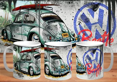 Volkswagen VW Beetle Surfer Art Oil Version Coffee Mug Birthday Gift • $22.99