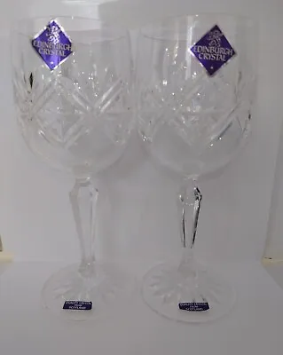 2 X Unused Edinburgh Crystal Ness Cut 17cm - 6 5/8   Wine Glasses. • £45