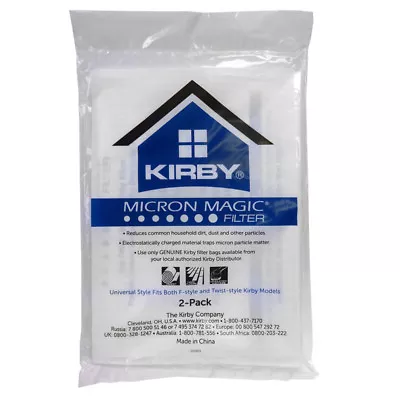 Kirby Style F 90% HEPA Filtration Allergen Reduction Bags 2 Per Pack 205811 • $12.42