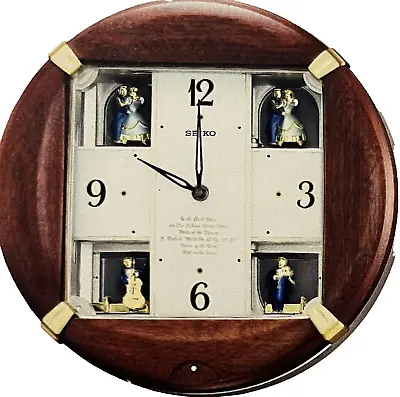 IOB Seiko Melodies In Motion Rotating Dial Wall Clock QXM154BRH VIDEO • $324.99