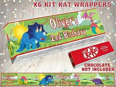 £1.20 • Buy PERSONALISED Dinosaur Theme Kit Kat Wrappers Party Bag Fillers Fruit Shoot